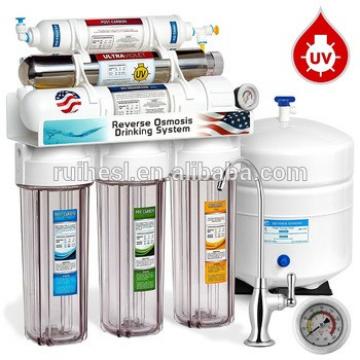UV RO water filter UV water Sterilizer RO system 6 stage with PP filter carbon block filter and granular carbon filter